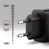 Seinänturi AXAGON ACU-PQ67D, 67W, USB-C PD3.0 + USB-A QC4+, 2 lähtöä, LCD-näyttö, 100–240V