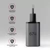 Seinänturi AXAGON ACU-PQ67D, 67W, USB-C PD3.0 + USB-A QC4+, 2 lähtöä, LCD-näyttö, 100–240V