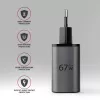 Virtalähde AXAGON ACU-PQ67, 67W, PD3.0 + QC4+, 1x USB-C + 1x USB-A, 100–240V, harmaa/musta