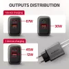 Virtalähde AXAGON ACU-PQ67, 67W, PD3.0 + QC4+, 1x USB-C + 1x USB-A, 100–240V, harmaa/musta