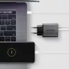 Virtalähde AXAGON ACU-PQ67, 67W, PD3.0 + QC4+, 1x USB-C + 1x USB-A, 100–240V, harmaa/musta