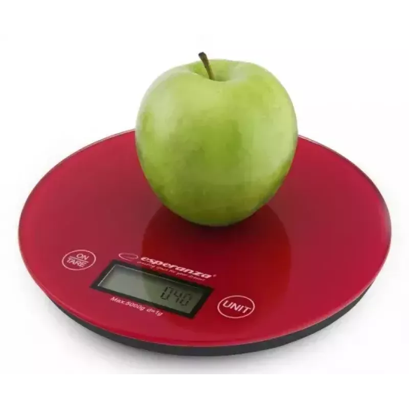 Elektroninen keittiövaaka ESPERANZA EKS003R – 5 kg kapasiteetti, taara, g/lb/oz, punainen