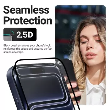 Karkaistu lasinen näytönsuojus Crong EasyShield 2 kpl Full Glue iPhone 16e / iPhone 14 / iPhone 13 / iPhone 13 Pro, aluminosilikaatti, kiiltävä