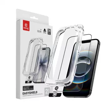 Karkaistu lasinen näytönsuojus Crong EasyShield 2 kpl Full Glue iPhone 16e / iPhone 14 / iPhone 13 / iPhone 13 Pro, aluminosilikaatti, kiiltävä