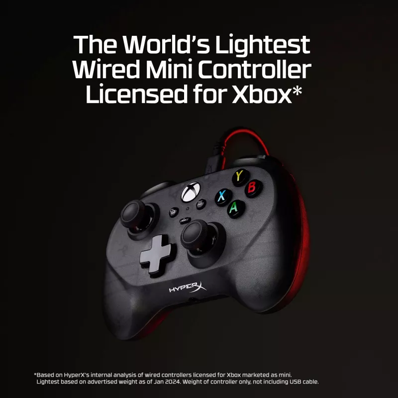 HyperX Clutch Tanto Mini WD -peliohjain, joystick, Xbox, Xbox One, johdollinen, USB, musta, 2,95 m