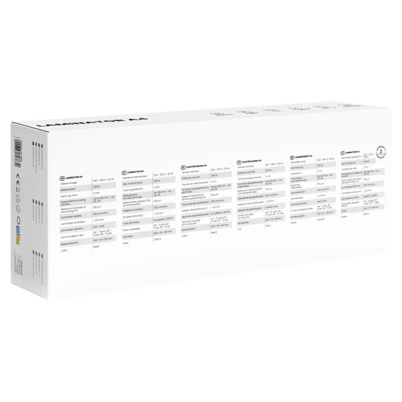 Kylmä-/kuumalaminaattori SAVIO LR-01/B — maks. laminointileveys 230 mm, 320 mm/min, 300 W, musta