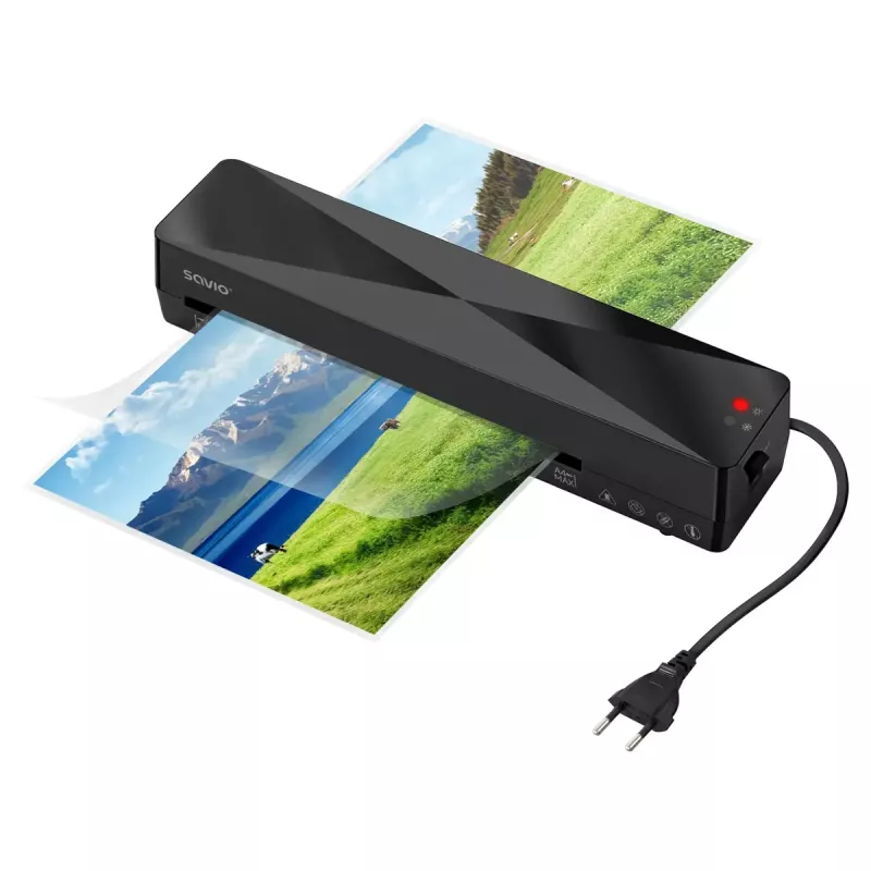 Kylmä-/kuumalaminaattori SAVIO LR-01/B — maks. laminointileveys 230 mm, 320 mm/min, 300 W, musta