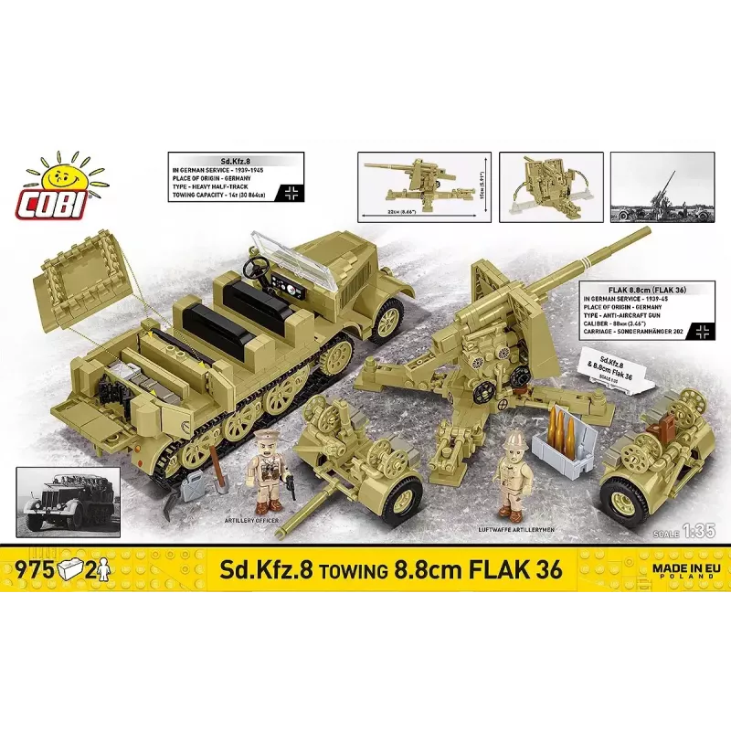 Cobi Blocks Sd.Kfz.8 8,8 cm Flak 36 -rakennussarja, 975 osaa