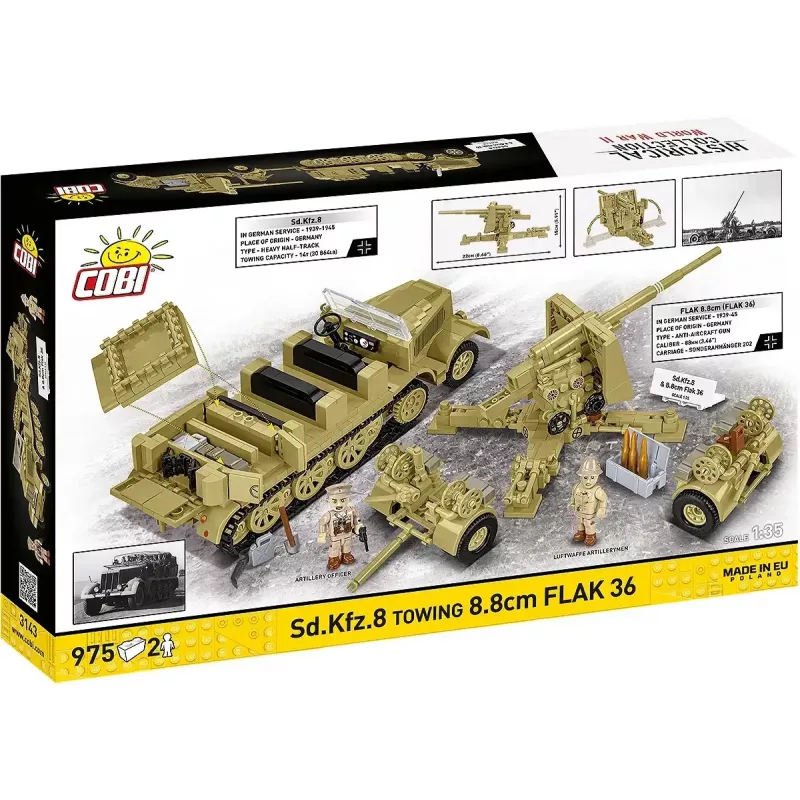 Cobi Blocks Sd.Kfz.8 8,8 cm Flak 36 -rakennussarja, 975 osaa
