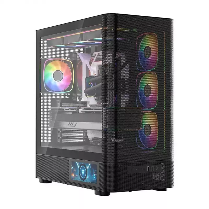 PC-kotelo MODECOM VOLCANO AQ400 ARGB MIDI musta — MODECOM MC-A-AQ400-4FA-B