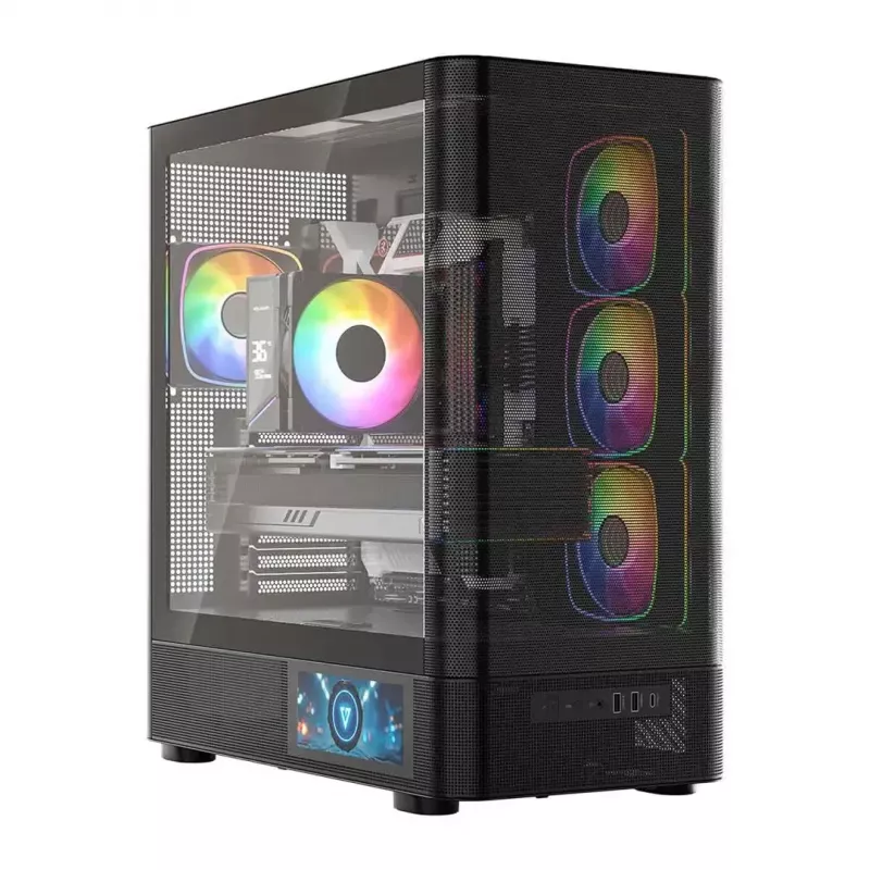 PC-kotelo MODECOM VOLCANO AQ400 ARGB MIDI musta — MODECOM MC-A-AQ400-4FA-B
