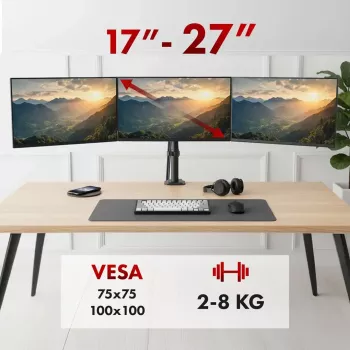 Näyttöteline MACLEAN MC-137 — kaasujousi, 3 näytölle 17