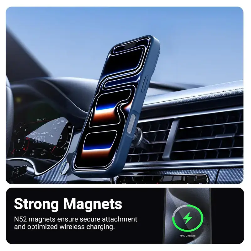 Crong Hybrid Matte Magnetic MagSafe -kotelo iPhone 17 Pro Max – PC+TPU, läpikuultava navy