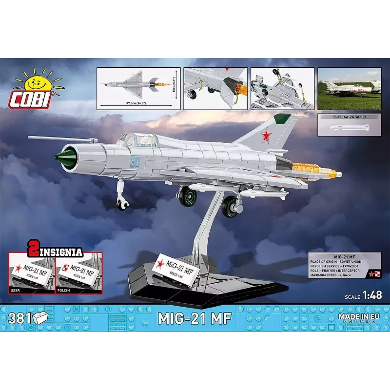 Rakennuspalikat Cobi MiG-21 MF 381 palikan sarja – rakennettava lelumalli