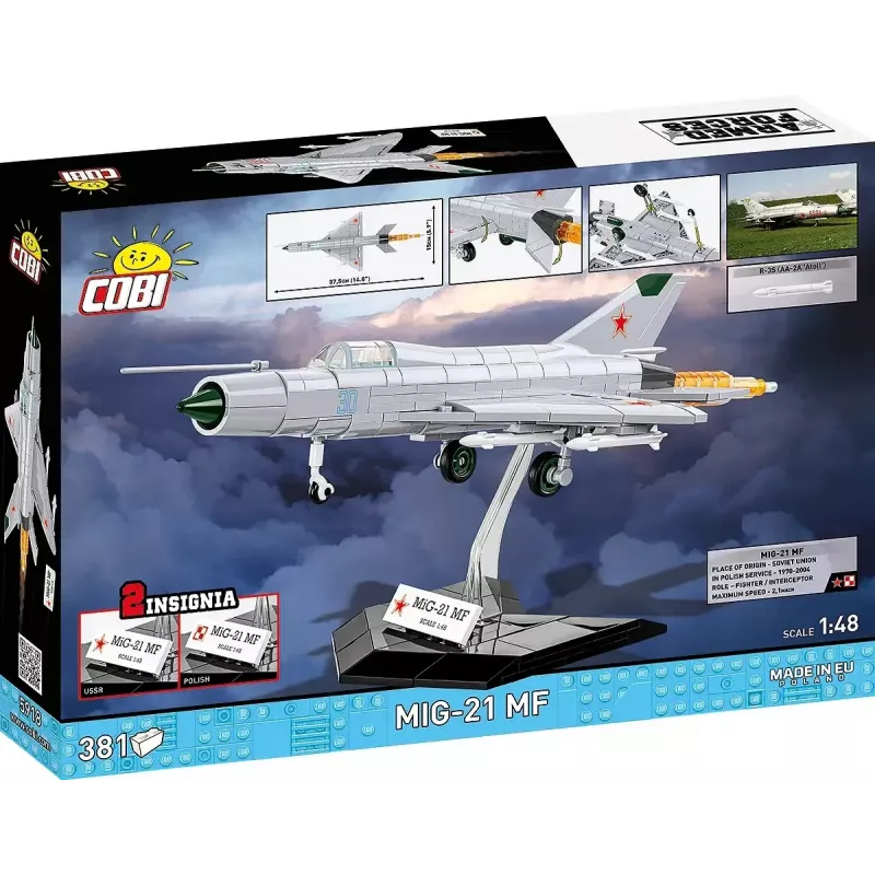 Rakennuspalikat Cobi MiG-21 MF 381 palikan sarja – rakennettava lelumalli