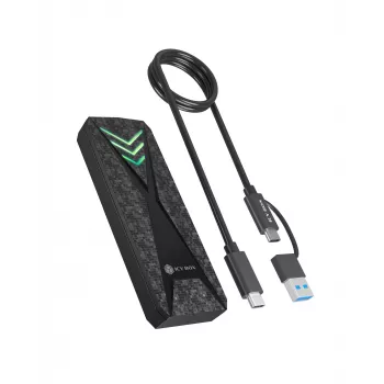ICY BOX M.2 NVMe SSD-kotelo USB 3.2 Gen 2 Type-C ja RGB-valaistus