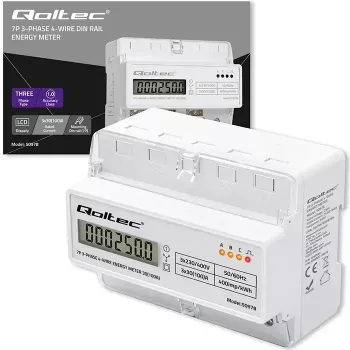 Kolmivaiheinen DIN-kisko-energiamittari QOLTEC 50978 — 400 V, 100 A