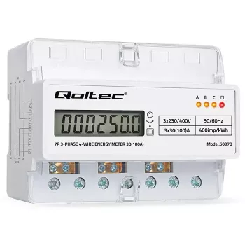 Kolmivaiheinen DIN-kisko-energiamittari QOLTEC 50978 — 400 V, 100 A