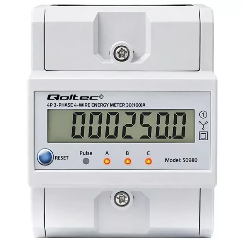 Kolmivaihemittari QOLTEC 50980 — 400 V, 100 A nollauksella