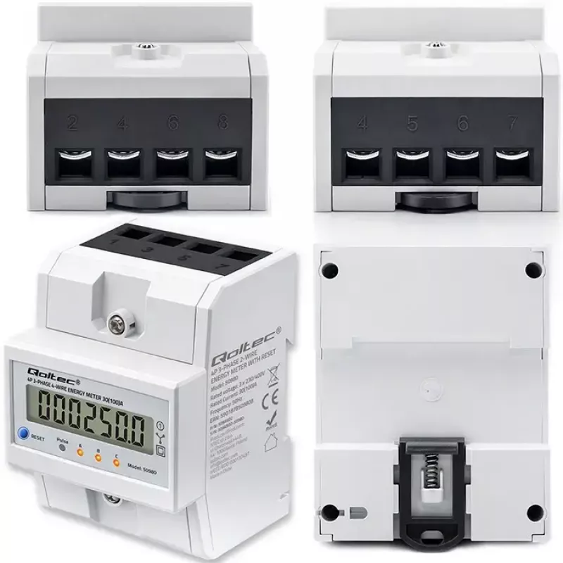 Kolmivaihemittari QOLTEC 50980 — 400 V, 100 A nollauksella