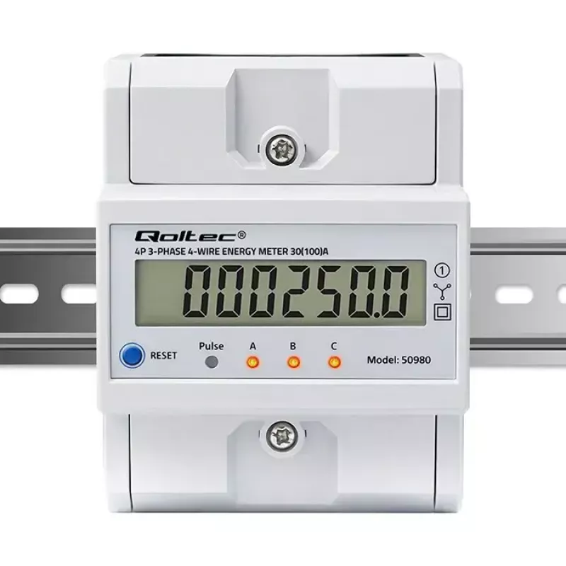 Kolmivaihemittari QOLTEC 50980 — 400 V, 100 A nollauksella