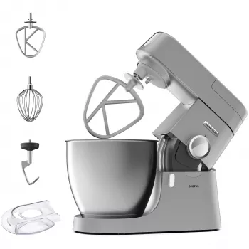 Tehosekoitin Kenwood Chef XL KVL4110S – 1200 W, 6,7 L ruostumaton teräskulho, planetaarivispilä, sekoitin, hopea