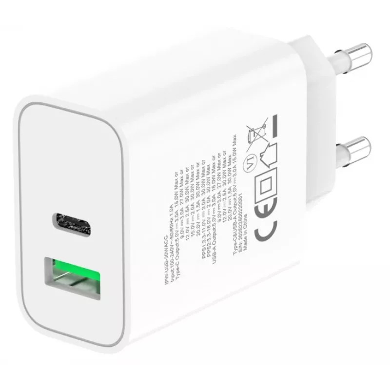 Techly IPW-USB-30WACG matkalaturi yleinen valkoinen AC pikalataus sisäkäyttöön