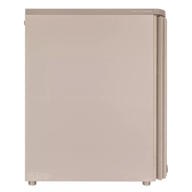 PC-kotelo ASUS ProArt PA401 Wood Edition beige — Mid-Tower, metallinen etupaneeli