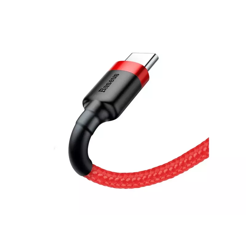 USB-A–USB-C-kaapeli Baseus Cafule — USB 2.0 A→C, QC3.0-lataustuki, nailonpunos, punainen