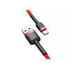 USB-A–USB-C-kaapeli Baseus Cafule — USB 2.0 A→C, QC3.0-lataustuki, nailonpunos, punainen