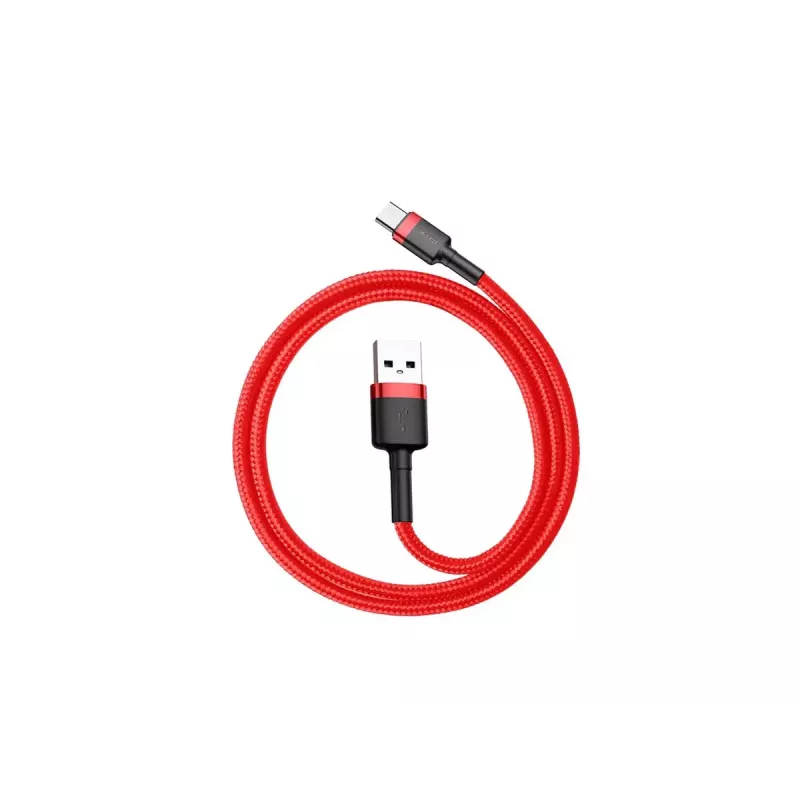USB-A–USB-C-kaapeli Baseus Cafule — USB 2.0 A→C, QC3.0-lataustuki, nailonpunos, punainen