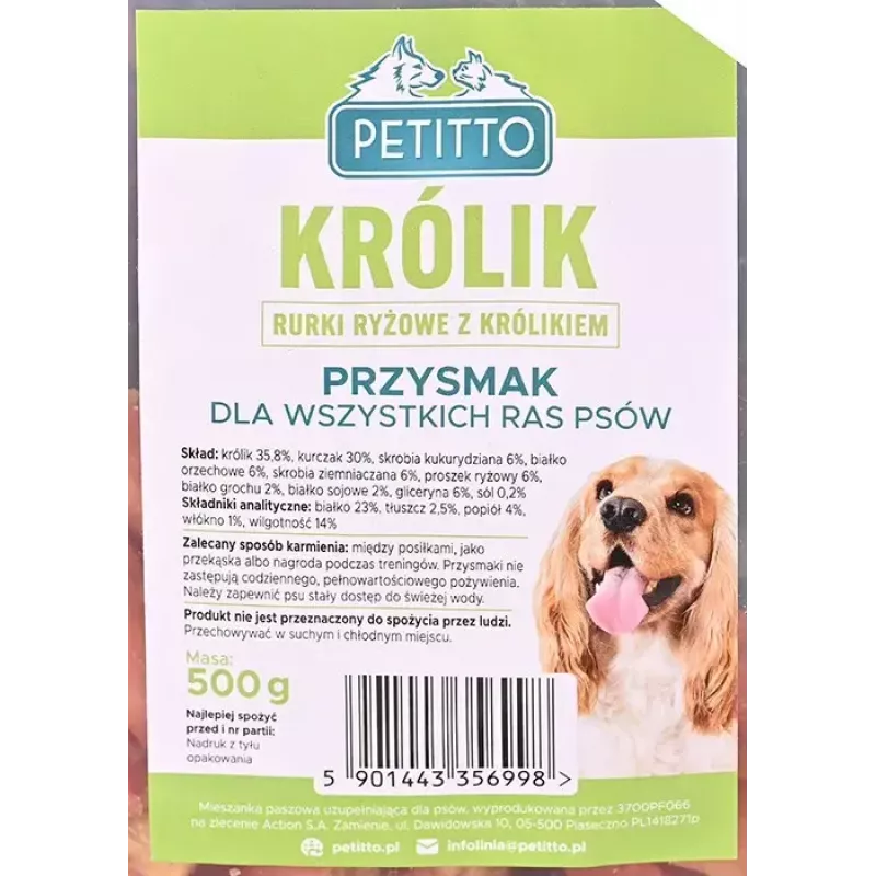 PETITTO riisikupit kanin täytteellä koiranherkku 500 g