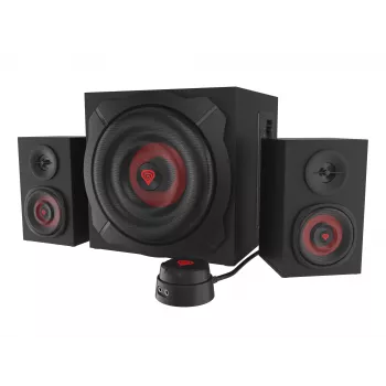 Kaiutinsarja GENESIS Helium 610BT 2.1, 60 W RMS, Bluetooth, johdollinen, punainen/musta, kompakti subwoofer