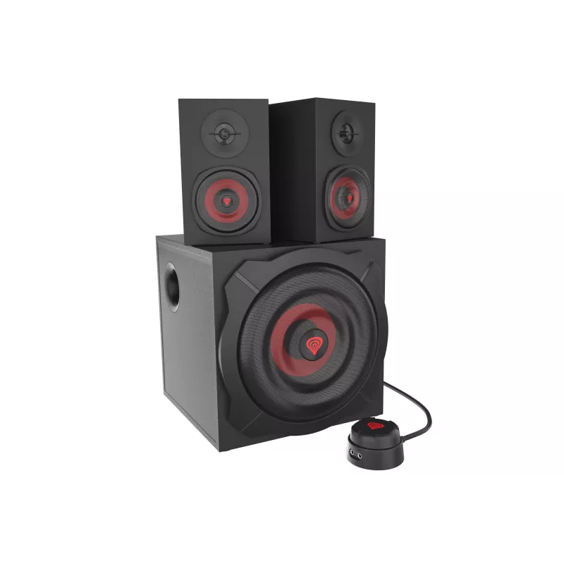 Kaiutinsarja GENESIS Helium 610BT 2.1, 60 W RMS, Bluetooth, johdollinen, punainen/musta, kompakti subwoofer