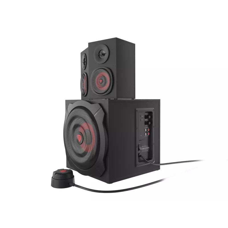 Kaiutinsarja GENESIS Helium 610BT 2.1, 60 W RMS, Bluetooth, johdollinen, punainen/musta, kompakti subwoofer