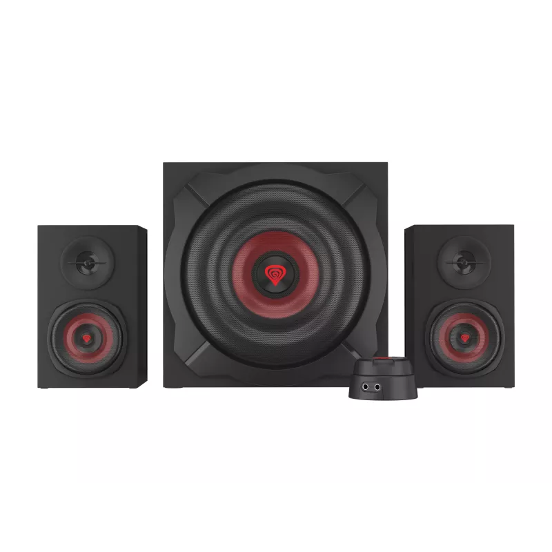 Kaiutinsarja GENESIS Helium 610BT 2.1, 60 W RMS, Bluetooth, johdollinen, punainen/musta, kompakti subwoofer