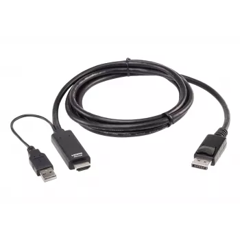 ATEN True 4K 1.8M HDMI–DisplayPort-kaapeli, 1,8 m, HDMI + USB, DisplayPort, urosliitin, urosliitin, suora