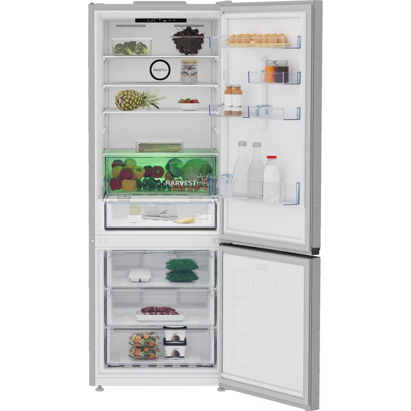 Beko B3RCNE564HXB jääkaappi-pakastin vapaasti seisova 490 L hopea