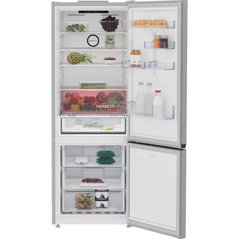 Beko B3RCNE564HXB jääkaappi-pakastin vapaasti seisova 490 L hopea