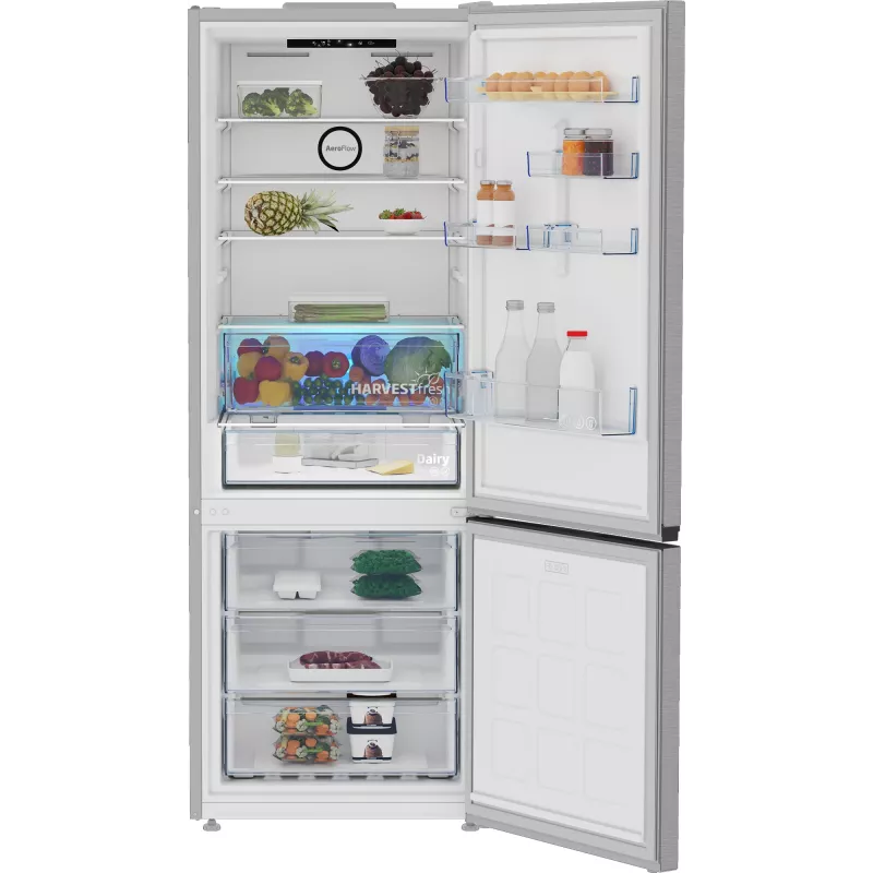 Beko B3RCNE564HXB jääkaappi-pakastin vapaasti seisova 490 L hopea