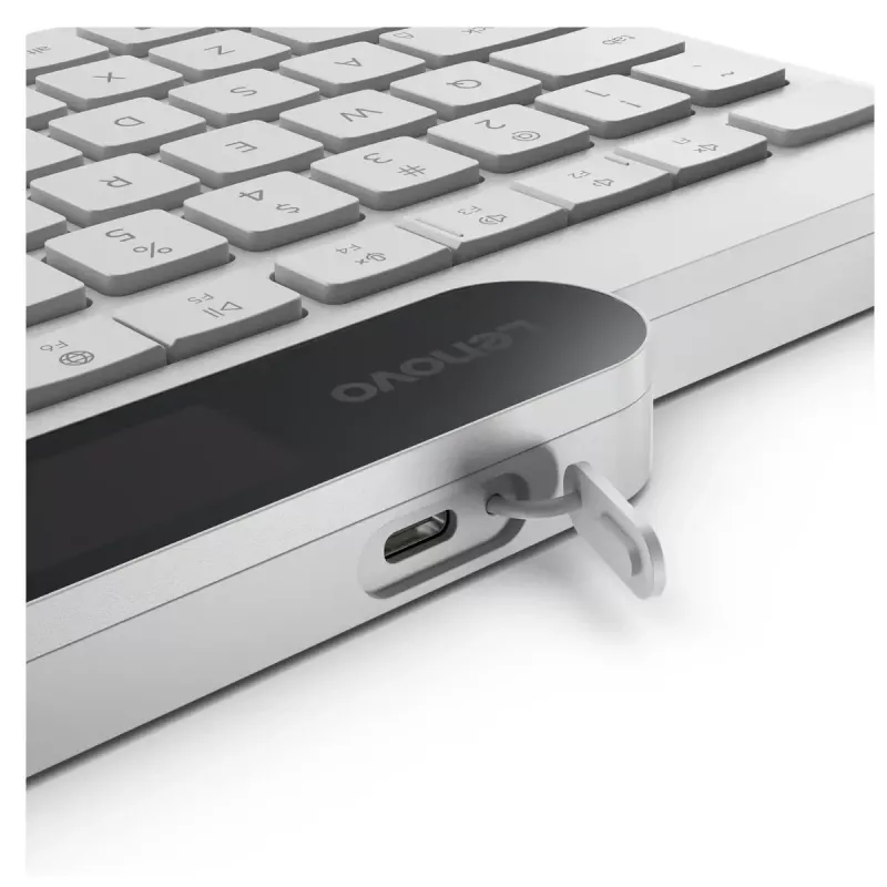 Langaton Bluetooth-näppäimistö Lenovo 800 — US-englanti-asettelu, itselataava, valkoinen