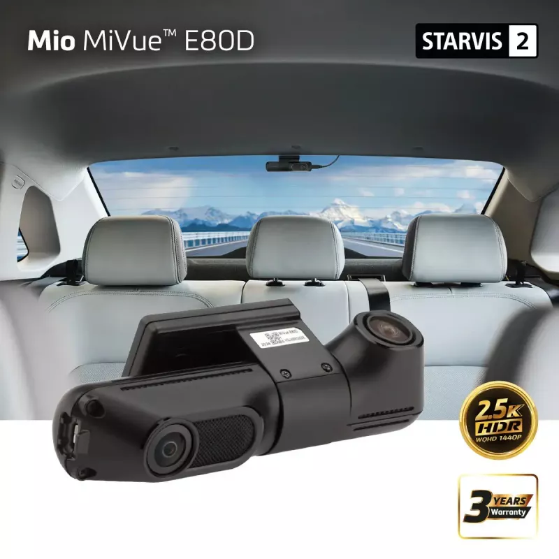 Autokamera MIO MiVue E80D HDR kahden kanavan tallennuksella ja peruutuskameralla