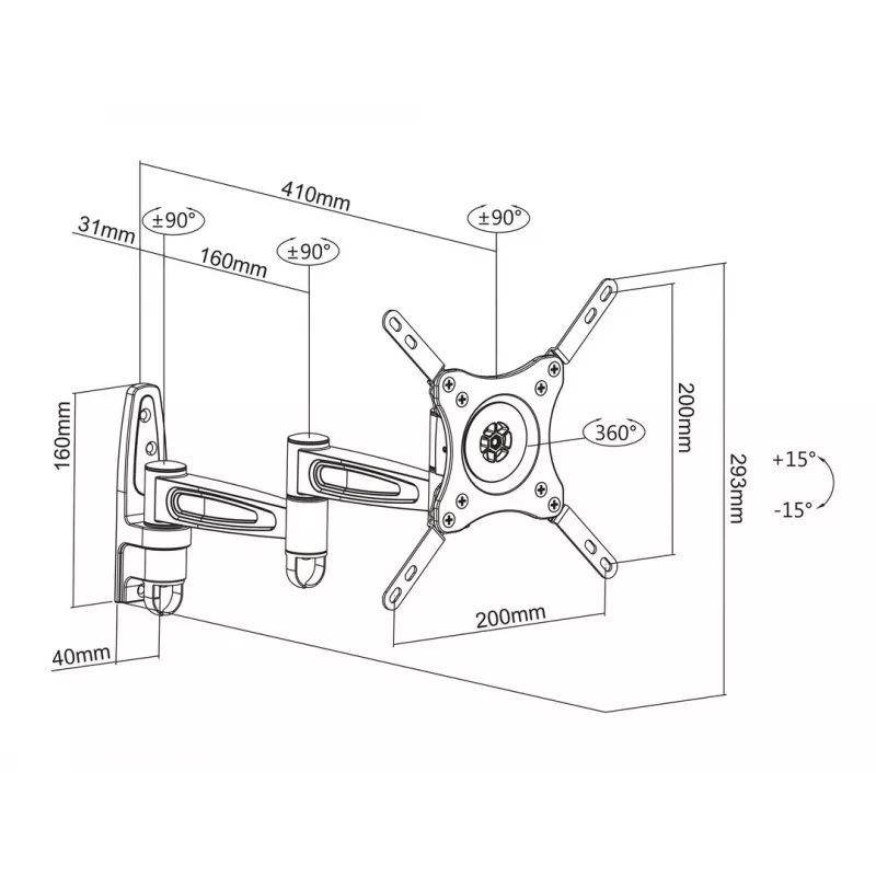 Telinevarsi Multibrackets M VESA Flexarm 360 III musta 75 100 200