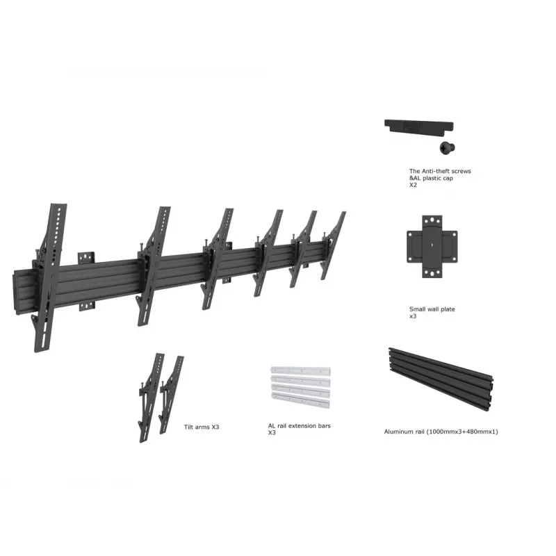 Seinäkiinnike Multibrackets M Wallmount Pro MBW3U Tilt musta