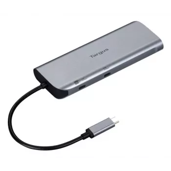 Targus Dual Video Mobile -telakka 140W EPR Pass-Thru, johdollinen, USB 3.2 Gen 2 (3.1 Gen 2) Type-C, 140 W, 1000 Mbit/s, harmaa, 10 Gbit/s