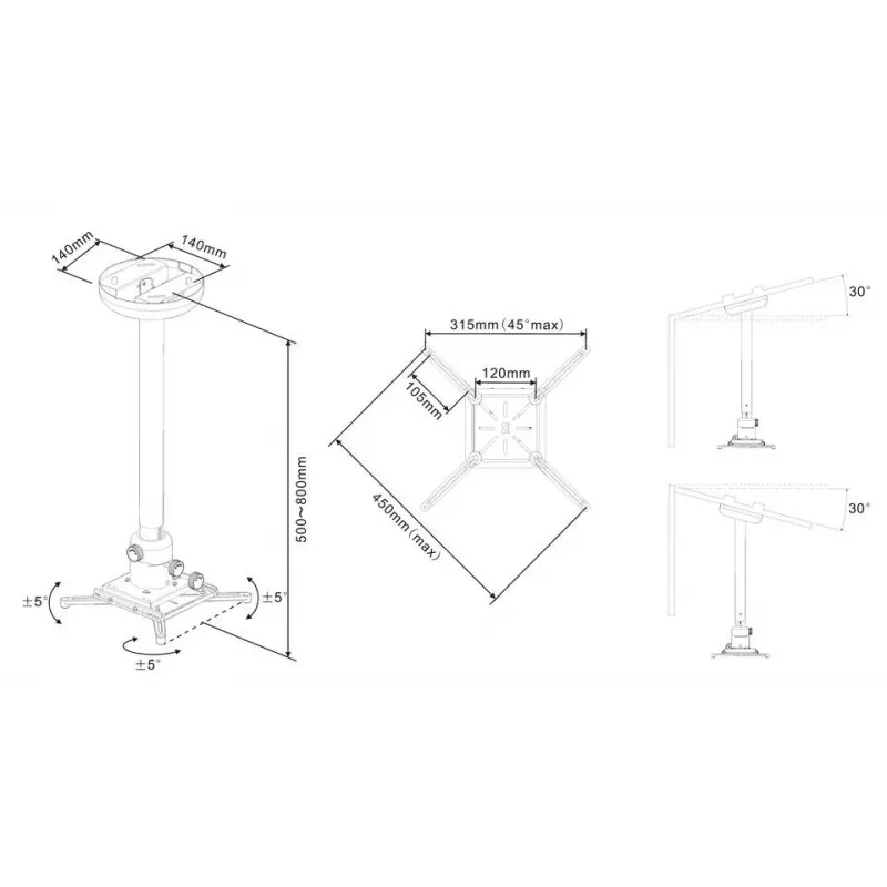 Multibrackets M Universal -projektorikattoteline 500-800 Finetunella