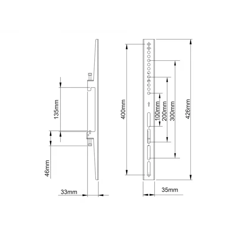 Multibrackets M Pro Series -kiinteät varret 400 mm -näyttökiinnitysvarsi