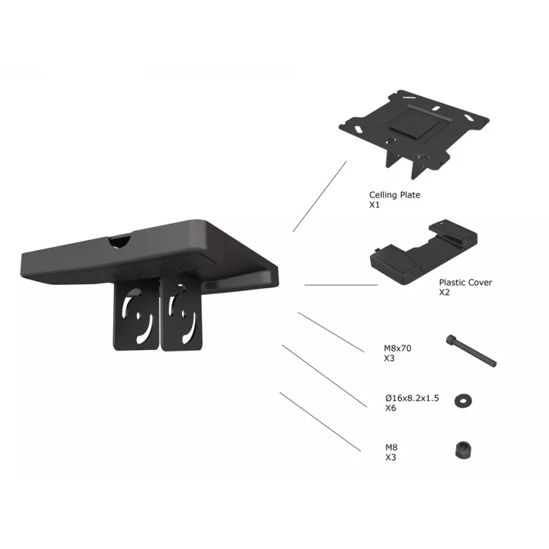Kattoplate Multibrackets M Pro Series musta muovi teräs 165 mm