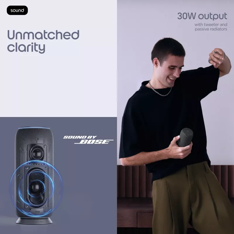 Mono kannettava kaiutin Motorola moto sound flow Carbon – 30 W RMS, USB-C, langaton, kangaskotelo