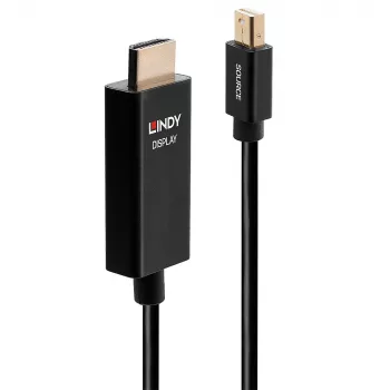 Lindy 0,5 m aktiivinen Mini-DisplayPort-HDMI-kaapeli HDR:llä, 0,5 m, Mini DisplayPort, HDMI, uros, uros, suora